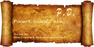 Ponert Dionízia névjegykártya